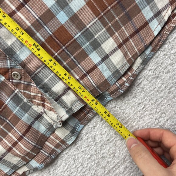 Marmot Womens XL Rust Orange Plaid Button Up Shirt Long Sleeve Fitted Outdoors - Picture 6 of 11